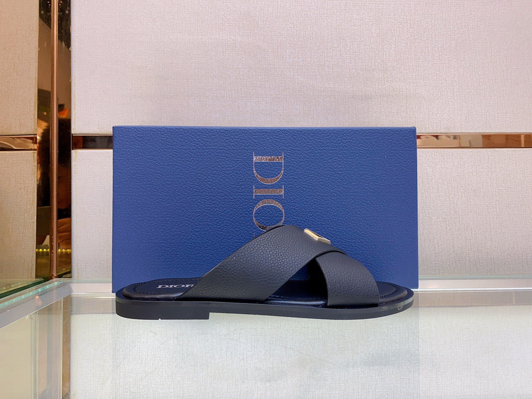 Dior Alias Slides Black Grained Calfskin