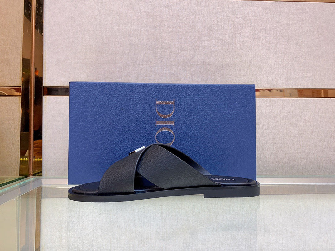 Dior Alias Slides Black Grained Calfskin