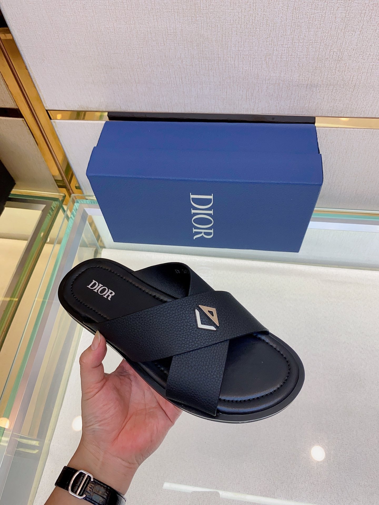 Dior Alias Slides Black Grained Calfskin