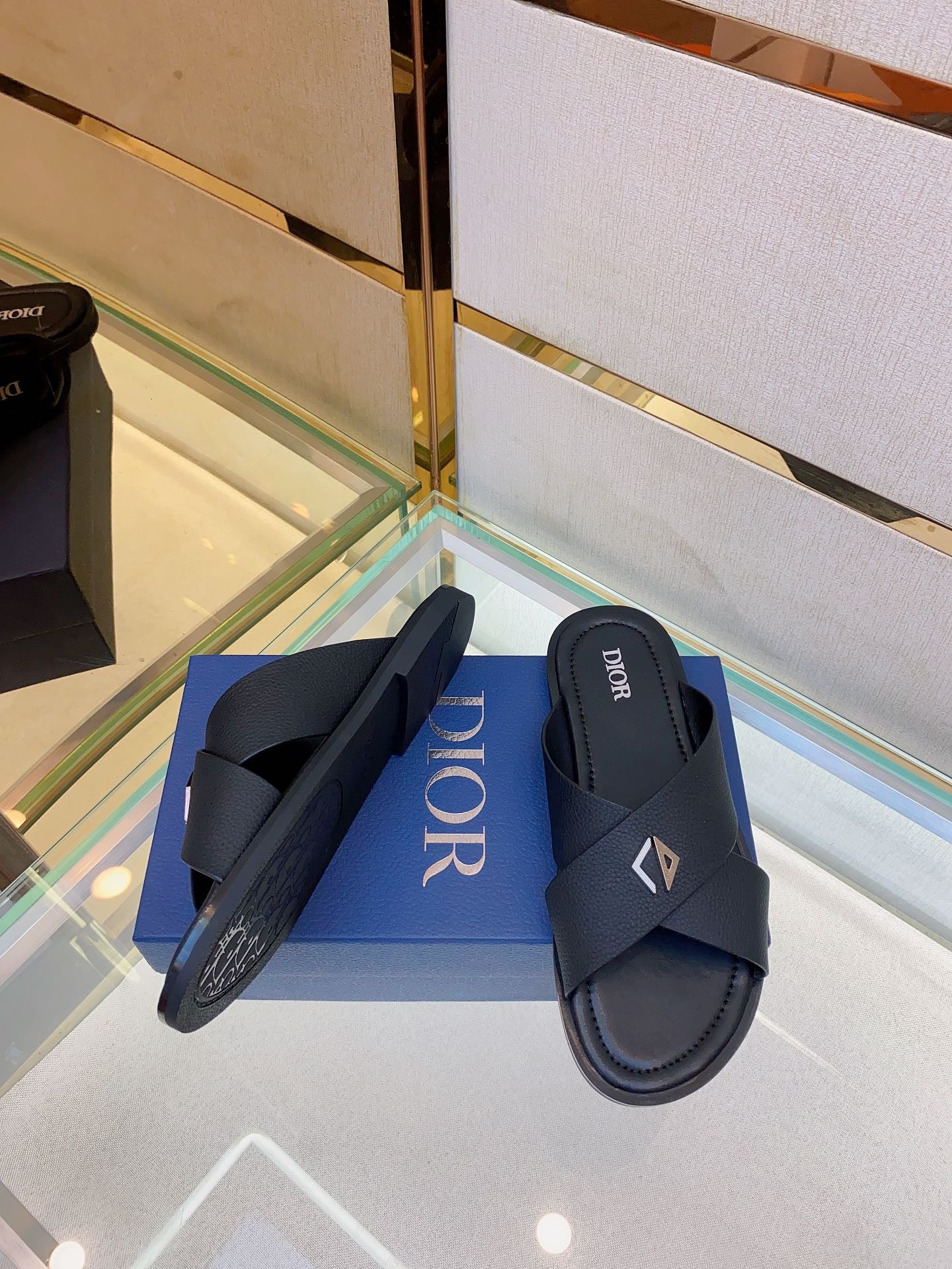 Dior Alias Slides Black Grained Calfskin