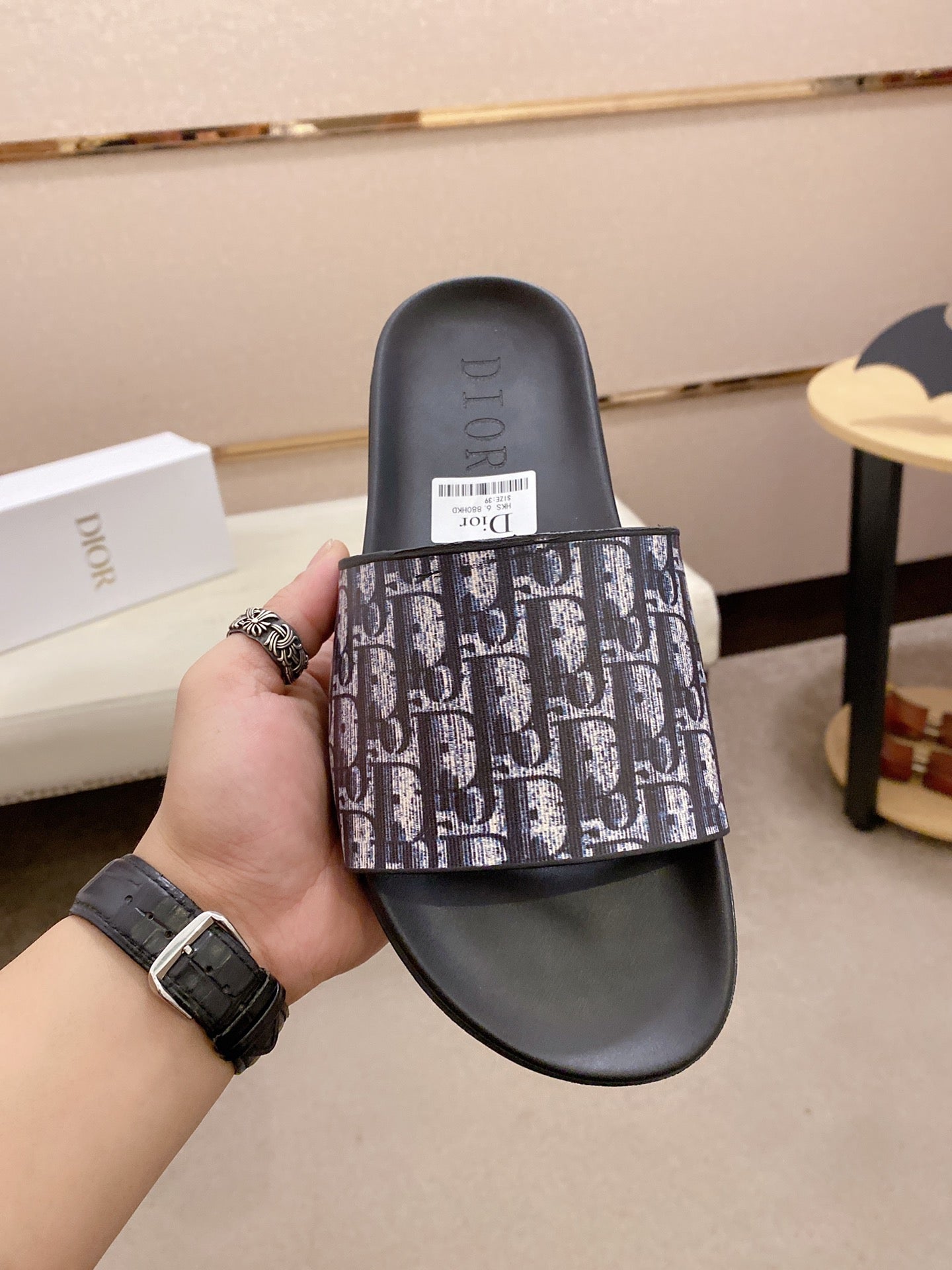 Dior Slides In Purple Oblique Jacquard