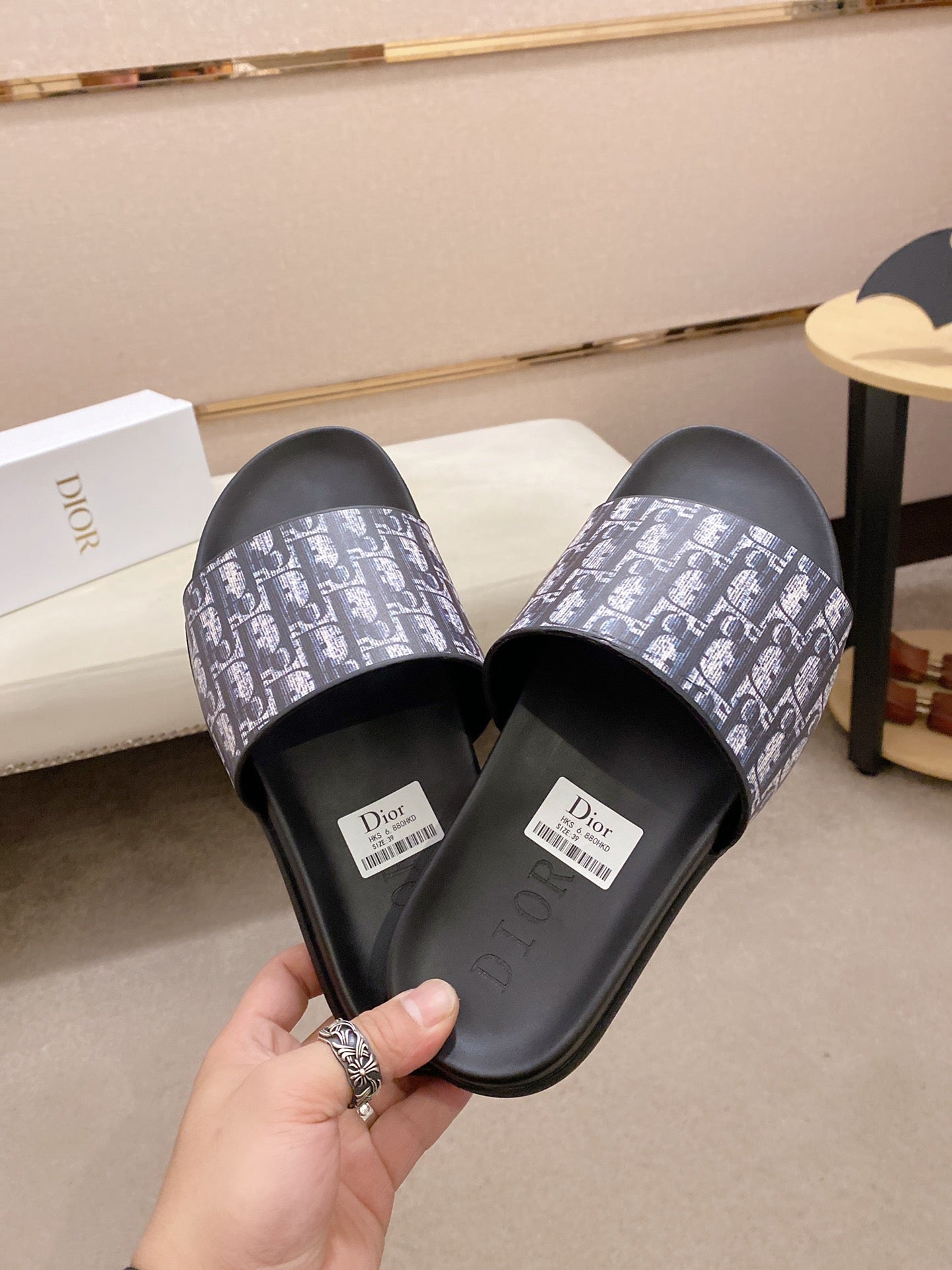 Dior Slides In Purple Oblique Jacquard