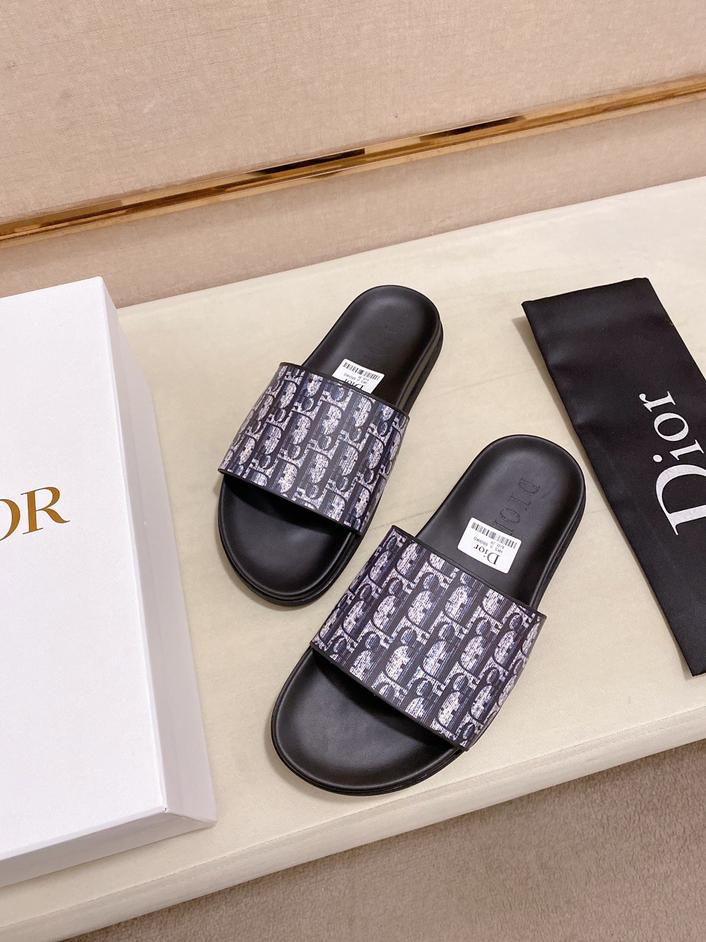 Dior Slides In Purple Oblique Jacquard