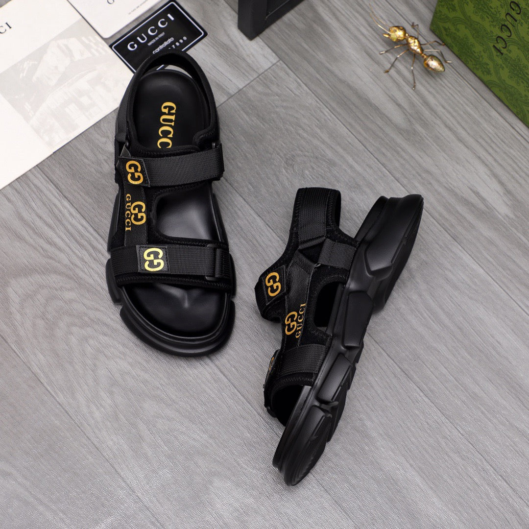 Gucci Moritz Monogram Easy Black Slingback Slides