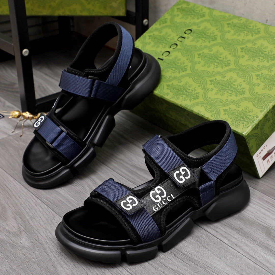 Gucci Moritz Monogram Easy Blue Slingback Slides