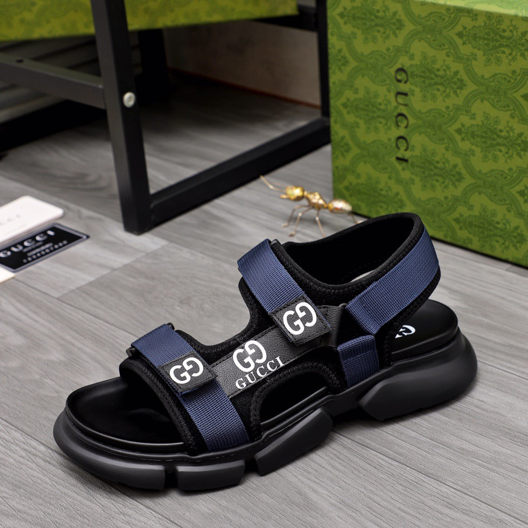 Gucci Moritz Monogram Easy Blue Slingback Slides