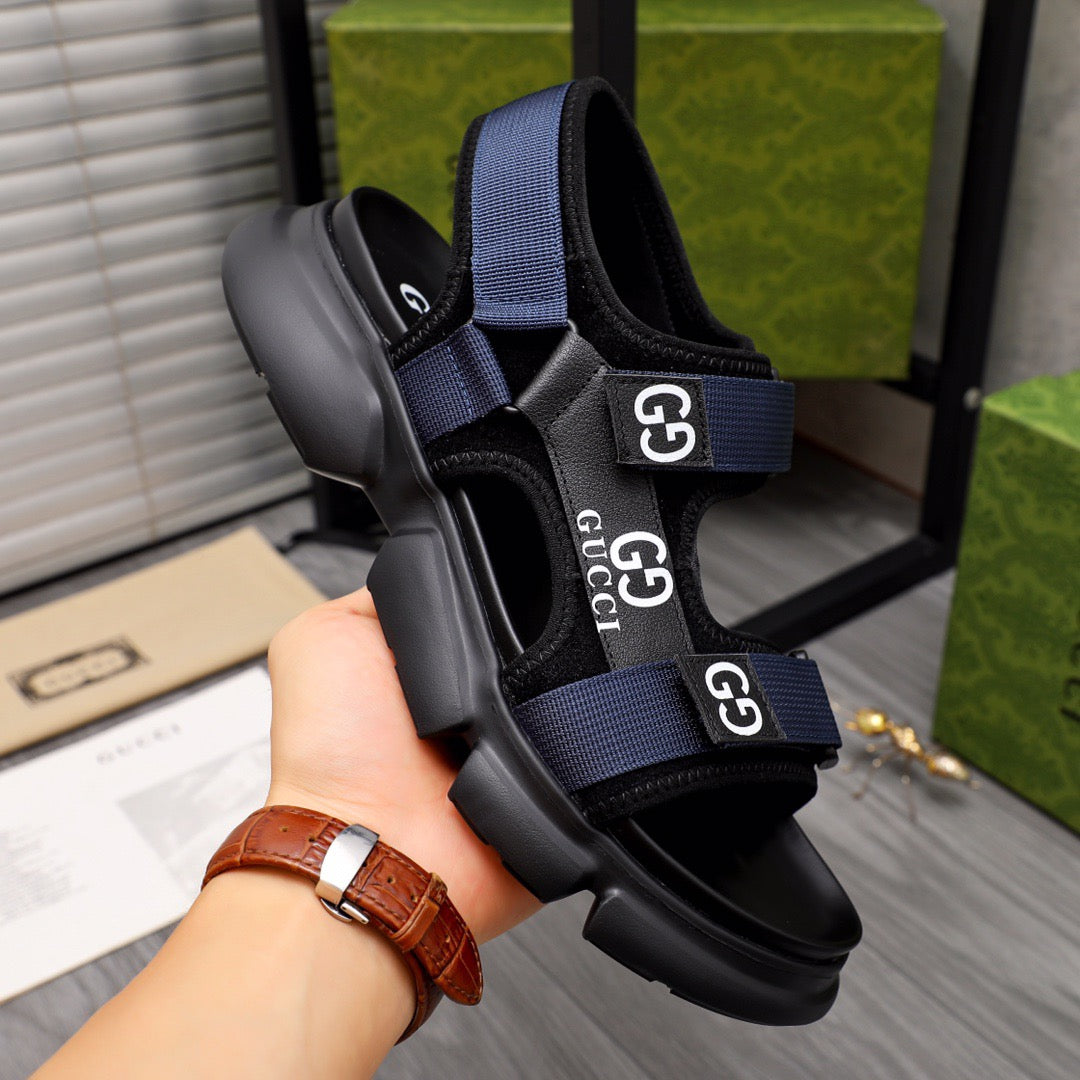 Gucci Moritz Monogram Easy Blue Slingback Slides