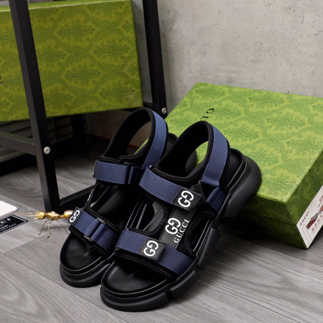 Gucci Moritz Monogram Easy Blue Slingback Slides