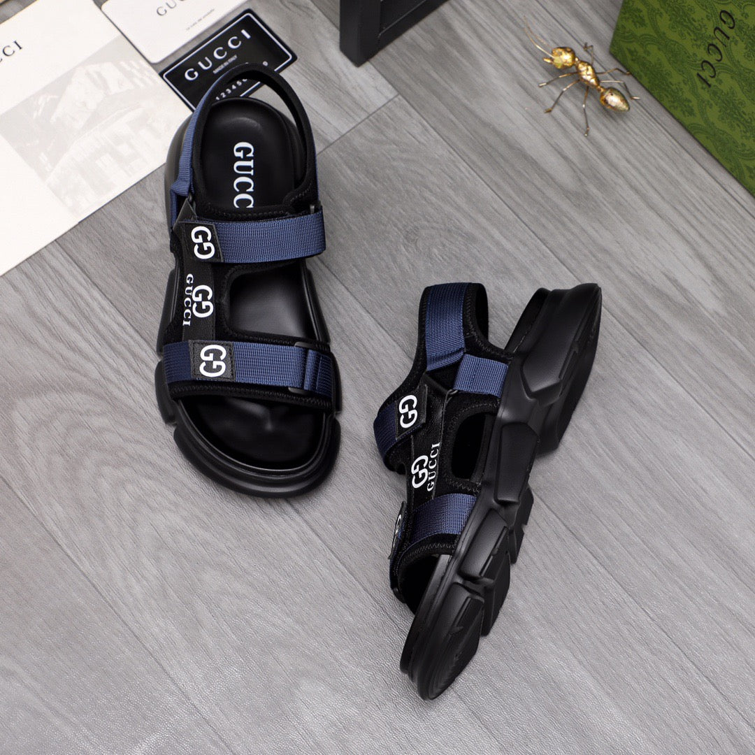 Gucci Moritz Monogram Easy Blue Slingback Slides
