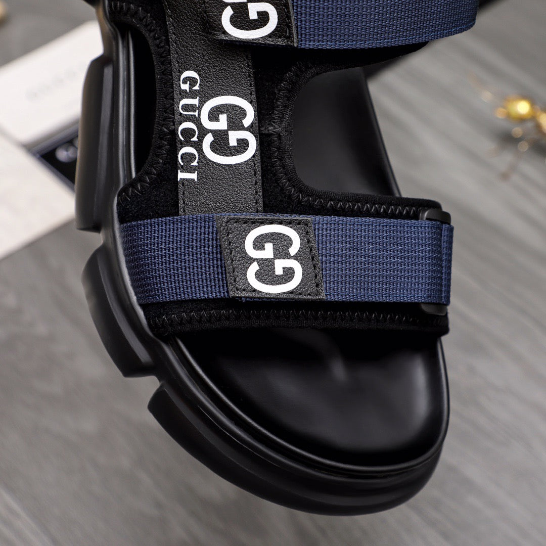 Gucci Moritz Monogram Easy Blue Slingback Slides