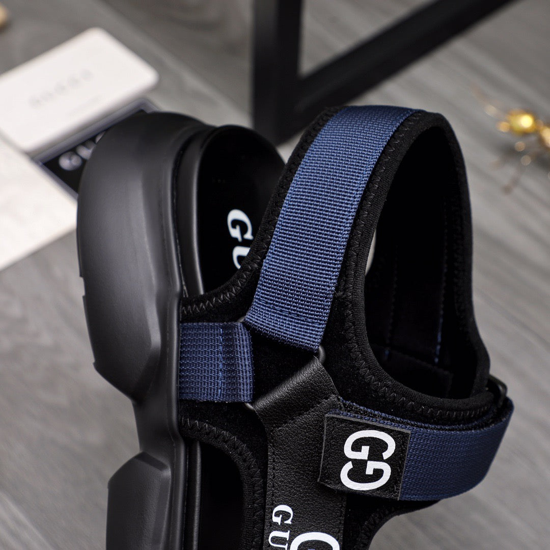 Gucci Moritz Monogram Easy Blue Slingback Slides