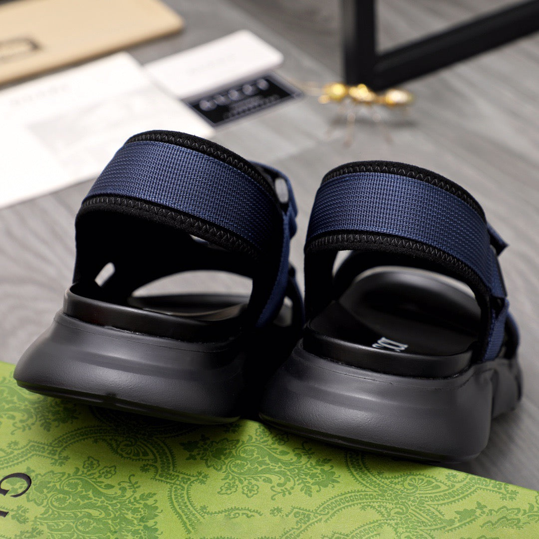 Gucci Moritz Monogram Easy Blue Slingback Slides