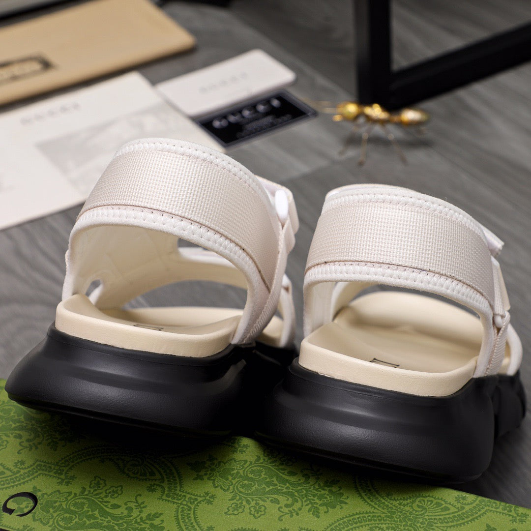 Gucci Moritz Monogram Easy White Slingback Slides