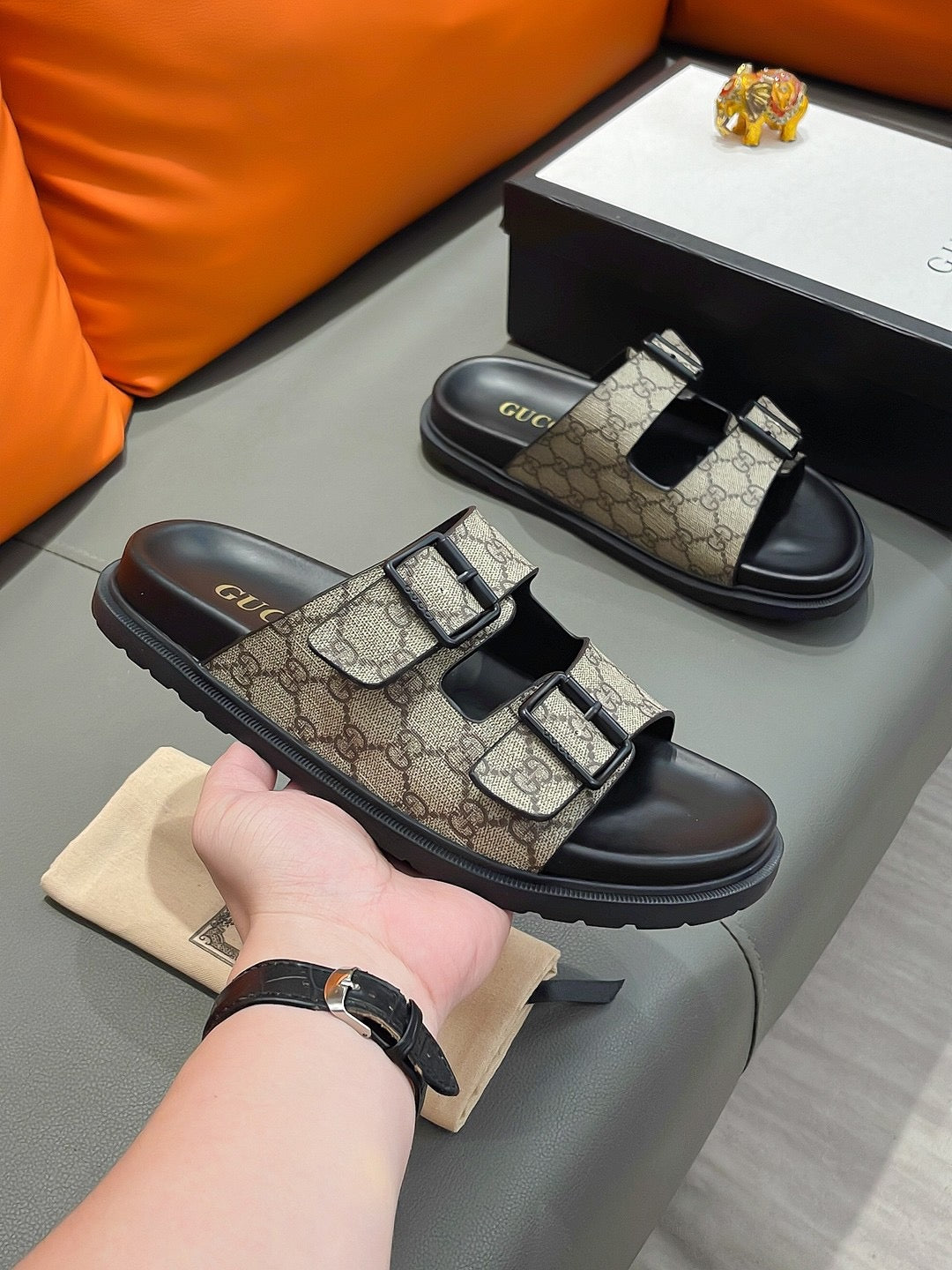 Gucci Brown Casual Slides