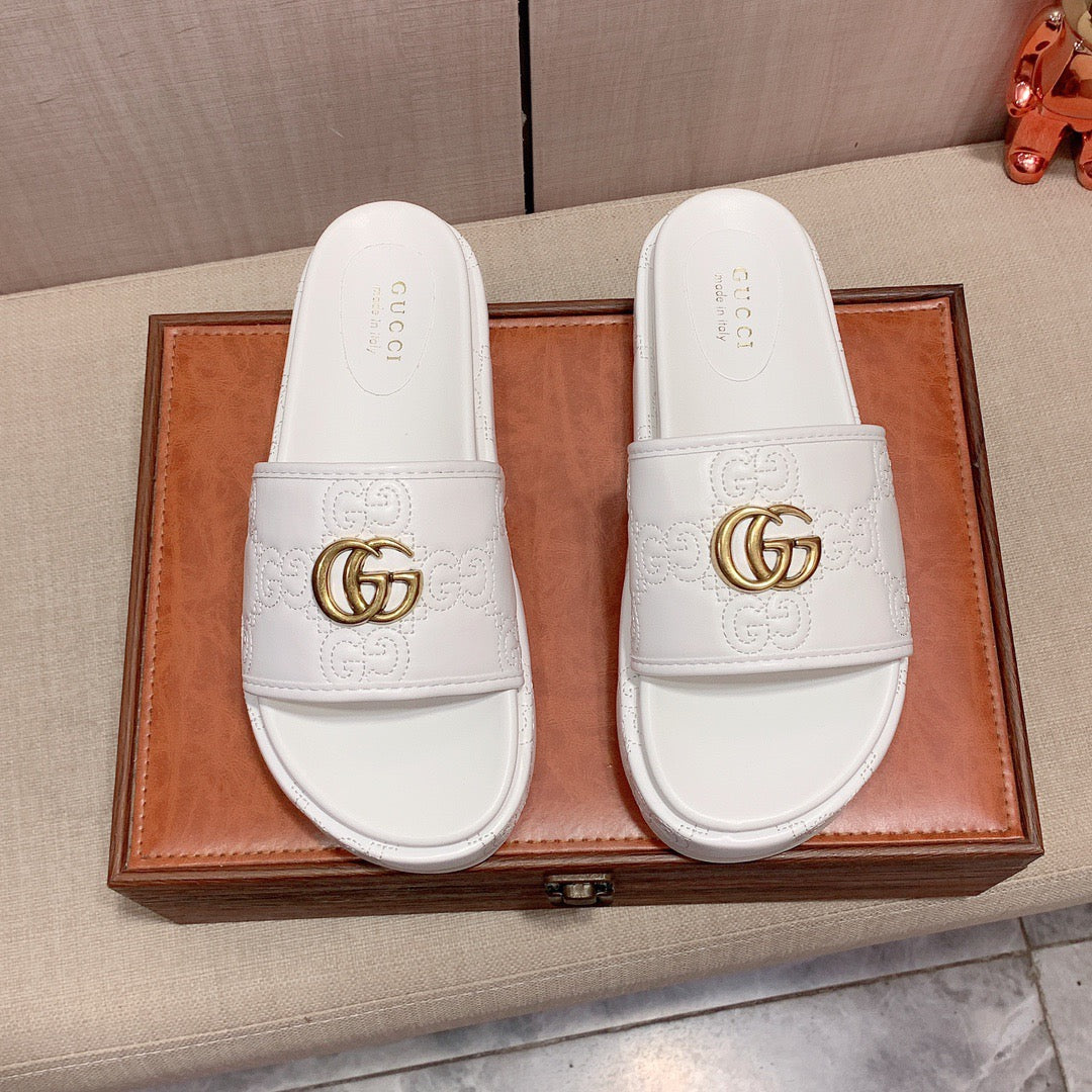 Gucci CG Rubber Slides In White