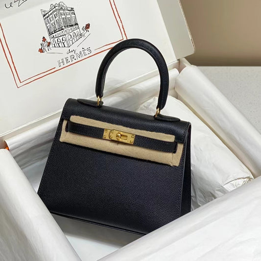 Hermes Kelly 20cm Bag In Black Epsom Leather