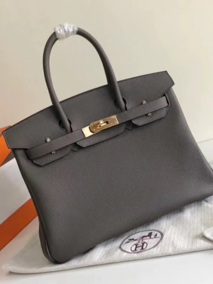 Hermes Birkin 30 Bag in Dark Grey Togo Leather 