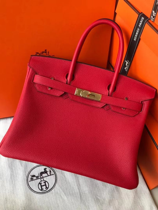 Hermes Birkin 35 Bag In Red Togo Leather