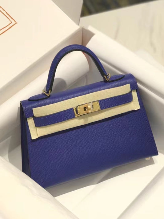 Hermes Kelly Mini II Sellier Bag In Blue Electric Epsom Leather