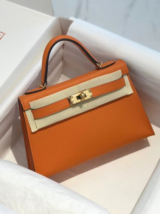 Hermes Kelly Mini II Sellier Bag In Orange Epsom Leather