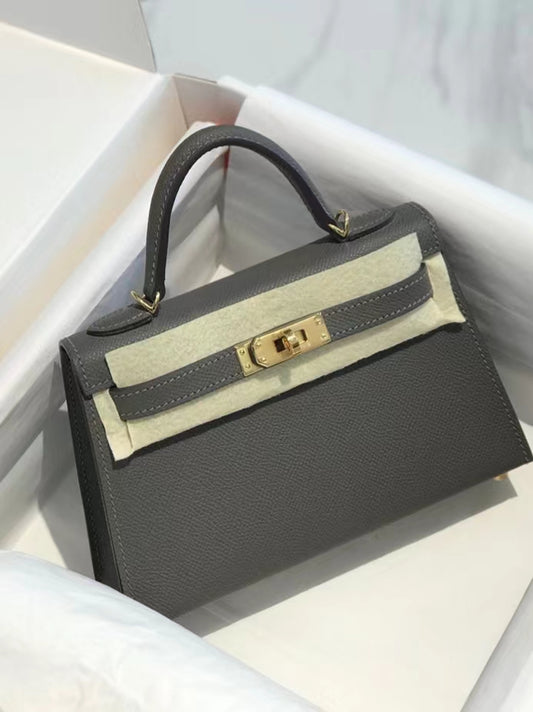 Hermes Kelly Mini II Sellier Bag In 8F Etain Epsom Leather