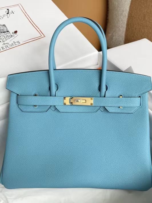 Hermes Birkin 30 Bag in Northern Blue Togo Leather 