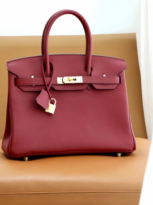 Hermes Birkin 30 Bag in Rouge Grenat Togo Leather 