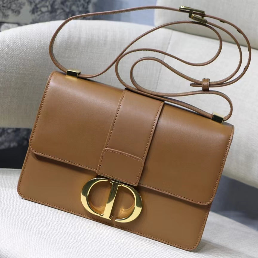 Dior 30 Montaigne Bag In Gold Brown Box Calfskin