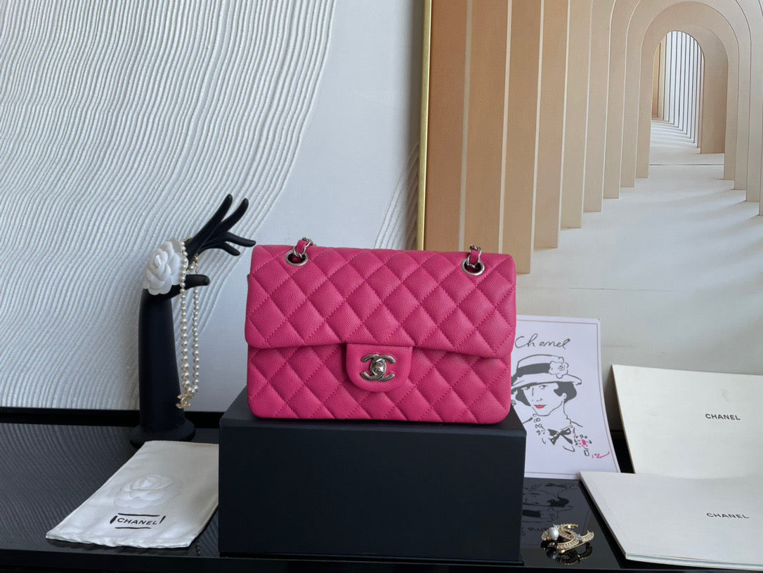 Chanel Classic Flap Small In Rose Red Calfskin